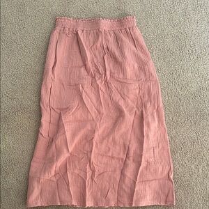 SHEIN Pink Ribbed Midi Pencil Skirt